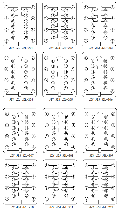 JZ□-200系列靜態中間繼電器接線圖