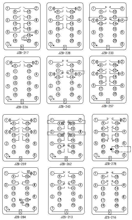 JZ□-200系列靜態中間繼電器接線圖