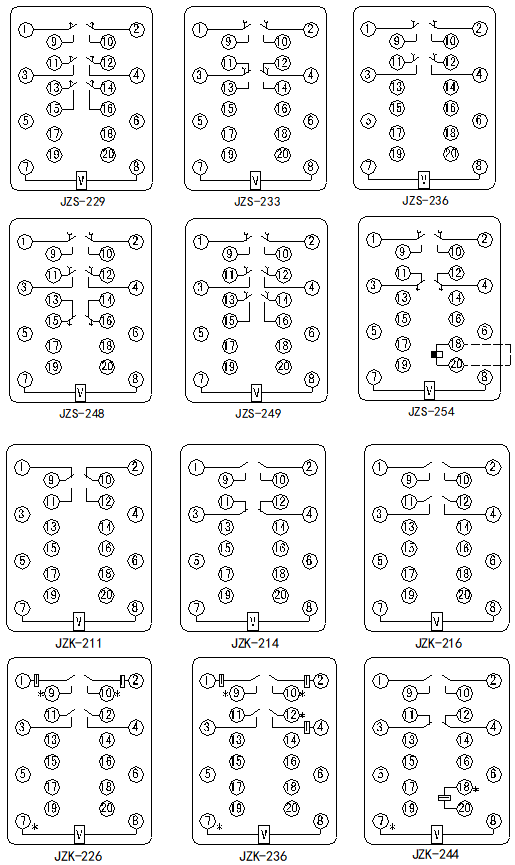 JZ□-200系列靜態中間繼電器接線圖