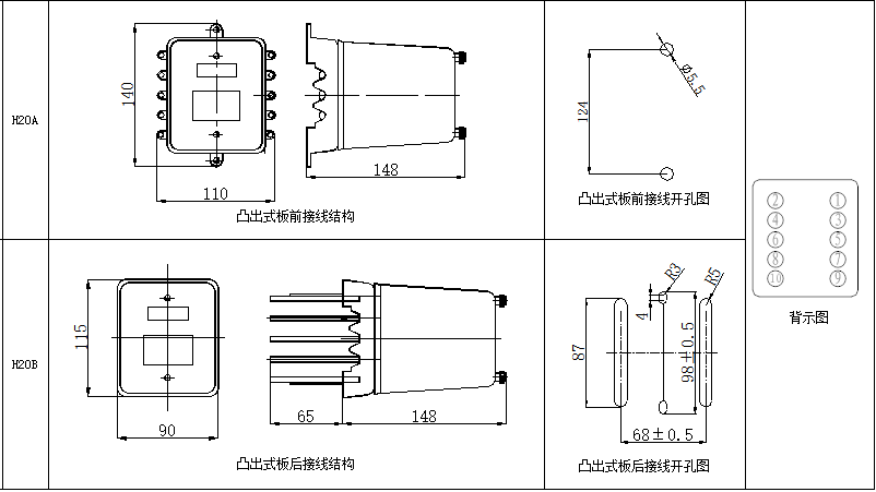 DZ-10系列中間繼電器尺寸圖