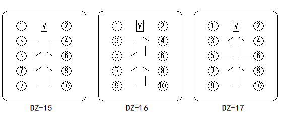 DZ-10系列中間繼電器接線圖